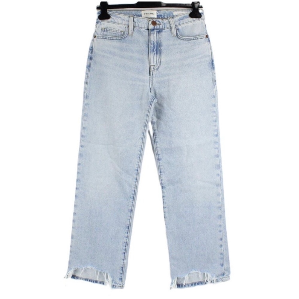 NWT Frame Le Jane Crop Straight Leg Bite Hem Jeans in Fizz Indigo Size 25